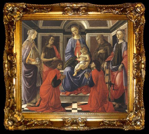 framed  Sandro Botticelli Madonna enthroned with Child and Saints (mk36), ta009-2